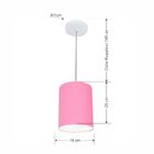 Lustre Pendente Cilíndrico Md-4012 Cúpula Em Tecido 18x25cm R
