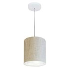 Lustre Pendente Cilíndrico Md-4012 Cúpula Em Tecido 18x25cm R