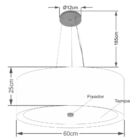 Lustre Pendente Cilíndrico Md-4013 Cúpula Em Tecido 60x25cm P