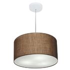 Lustre Pendente Cilíndrico Md-4019 Cúpula Em Tecido 40x21cm C