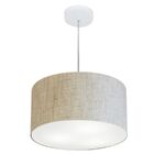 Lustre Pendente Cilíndrico Md-4019 Cúpula Em Tecido 40x21cm R