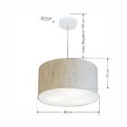 Lustre Pendente Cilíndrico Md-4019 Cúpula Em Tecido 40x21cm R