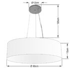Lustre Pendente Cilíndrico Md-4029 Cúpula Em Tecido 60x15cm P