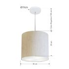 Lustre Pendente Cilíndrico Md-4036 Cúpula Em Tecido 30x31cm L