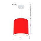 Lustre Pendente Cilíndrico Md-4036 Cúpula Em Tecido 30x31cm V