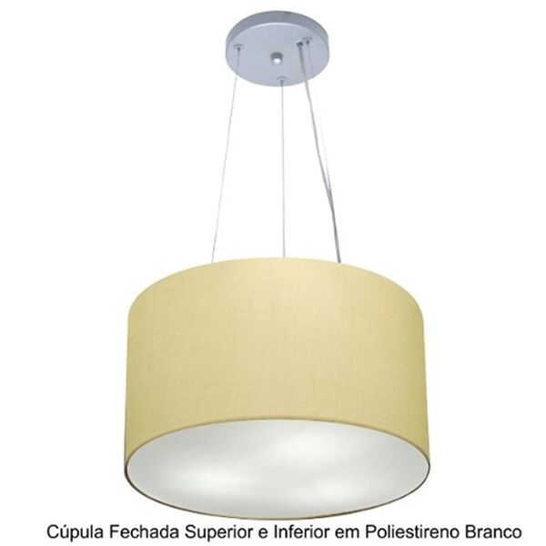 Lustre Pendente Cilíndrico Md-4037 Cúpula Em Tecido 40x21cm A