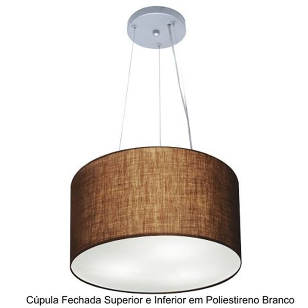 Lustre Pendente Cilíndrico Md-4037 Cúpula Em Tecido 40x21cm C