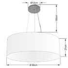 Lustre Pendente Cilíndrico Md-4038 Cúpula Em Tecido 60x21cm R
