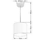 Lustre Pendente Cilíndrico Md-4046 Cúpula Em Tecido 18x18cm V