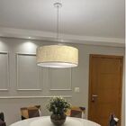 Lustre Pendente Cilíndrico Md-4049 Cúpula Em Tecido 50x21cm R
