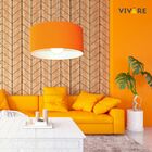 Lustre Pendente Cilíndrico Md-4052 Cúpula Em Tecido 50x21cm L