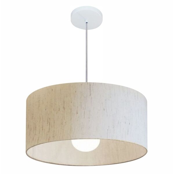 Lustre Pendente Cilíndrico Md-4052 Cúpula Em Tecido 50x21cm L