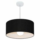 Lustre Pendente Cilíndrico Md-4052 Cúpula Em Tecido 50x21cm P
