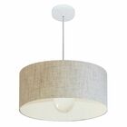 Lustre Pendente Cilíndrico Md-4052 Cúpula Em Tecido 50x21cm R