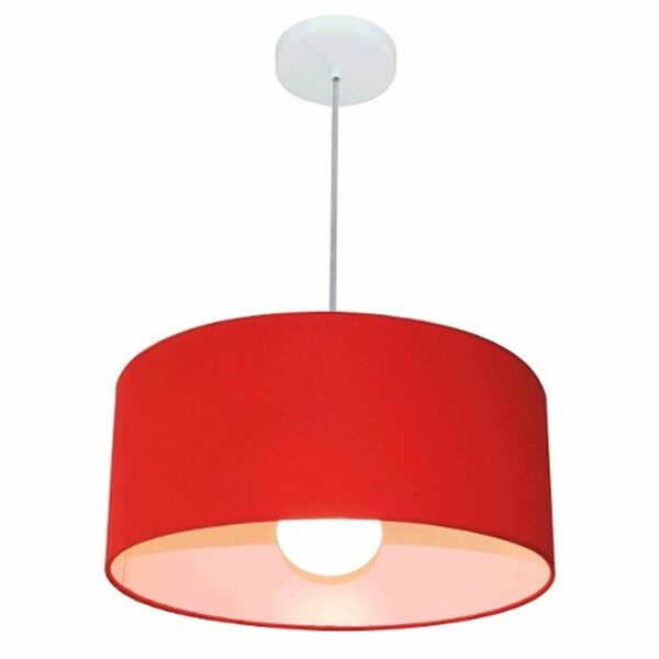 Lustre Pendente Cilíndrico Md-4052 Cúpula Em Tecido 50x21cm V