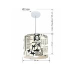 Lustre Pendente Cilíndrico Md-4054 Cúpula Em Tecido 30x21cm N