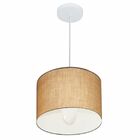 Lustre Pendente Cilíndrico Md-4054 Cúpula Em Tecido 30x21cm P