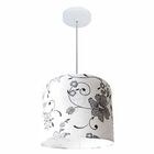 Lustre Pendente Cilindrico Md-4054 Cupula Tecido 30x21cm Flor