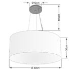 Lustre Pendente Cilíndrico Md-4070 Cúpula Em Tecido 80x30cm C