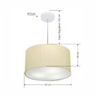 Lustre Pendente Cilíndrico Md-4099 Cúpula Em Tecido 40x25cm A