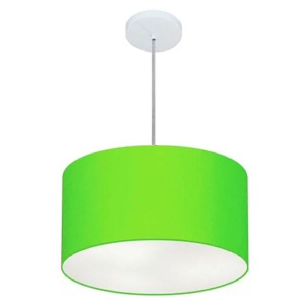 Lustre Pendente Cilíndrico Md-4099 Cúpula Em Tecido 40x25cm V