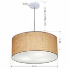 Lustre Pendente Cilíndrico Md-4100 Cúpula Em Tecido 50x25cm P