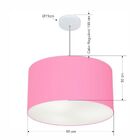 Lustre Pendente Cilíndrico Md-4101 Cúpula Em Tecido 60x30cm R