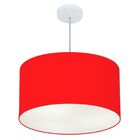 Lustre Pendente Cilíndrico Md-4101 Cúpula Em Tecido 60x30cm V