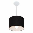 Lustre Pendente Cilíndrico Md-4113 Cúpula Em Tecido 30x25cm P