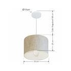 Lustre Pendente Cilíndrico Md-4113 Cúpula Em Tecido 30x25cm R