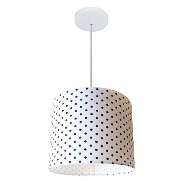 Lustre Pendente Cilindrico Md-4113 Cupula Tecido 30x25cm Bran