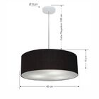 Lustre Pendente Cilíndrico Md-4132 Cúpula Em Tecido 40x15cm P