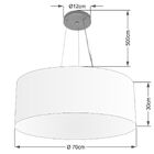 Lustre Pendente Cilíndrico Md-4135 Cúpula Em Tecido 70x30cm L