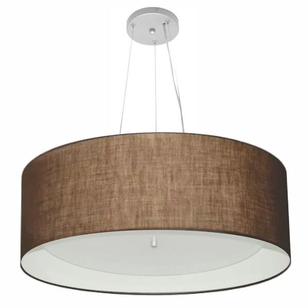 Lustre Pendente Cilíndrico Md-4142 Cúpula Em Tecido 80x30cm C