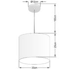 Lustre Pendente Cilíndrico Md-4143 Cúpula Em Tecido 35x25cm P