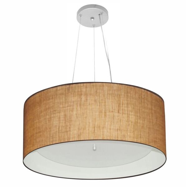 Lustre Pendente Cilíndrico Md-4145 Cúpula Em Tecido 50x25cm P