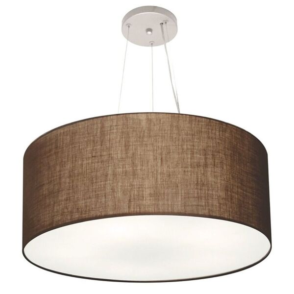 Lustre Pendente Cilíndrico Md-4150 Cúpula Em Tecido 70x21cm C