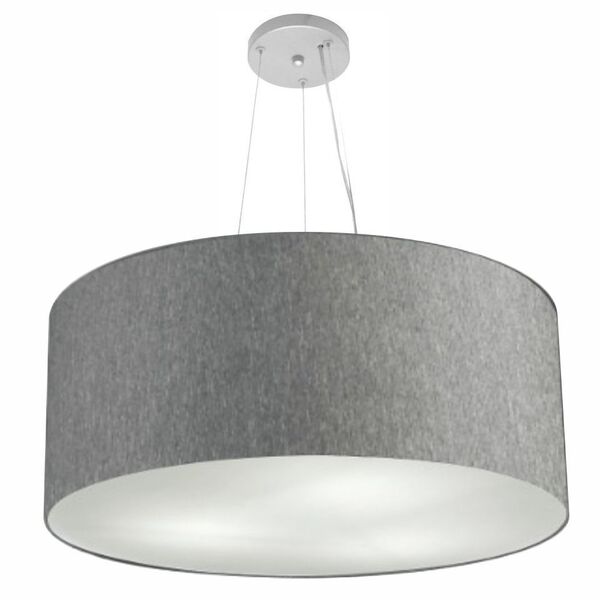Lustre Pendente Cilíndrico Md-4150 Cúpula Em Tecido 70x21cm R