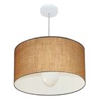 Lustre Pendente Cilíndrico Md-4169 Cúpula Em Tecido 60x30cm P