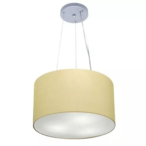 Lustre Pendente Cilíndrico Md-4182 Cúpula Em Tecido 40x25cm A