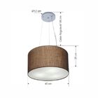 Lustre Pendente Cilíndrico Md-4186 Cúpula Em Tecido 45x25cm C