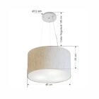 Lustre Pendente Cilíndrico Md-4186 Cúpula Em Tecido 45x25cm L