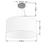 Lustre Pendente Cilíndrico Md-4192 Cúpula Em Tecido 55x30cm P