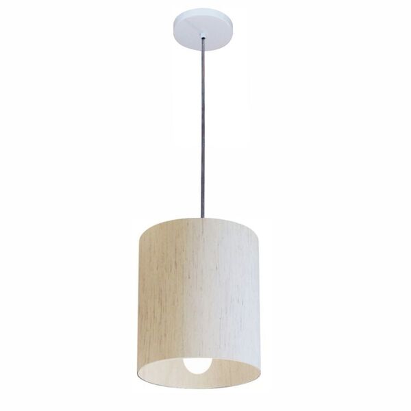Lustre Pendente Cilíndrico Md-4200 Cúpula Em Tecido 14x15cm L