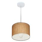 Lustre Pendente Cilíndrico Md-4201 Cúpula Em Tecido 25x25cm P