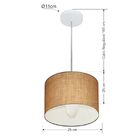 Lustre Pendente Cilíndrico Md-4201 Cúpula Em Tecido 25x25cm P