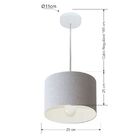 Lustre Pendente Cilíndrico Md-4201 Cúpula Em Tecido 25x25cm R