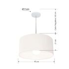 Lustre Pendente Cilíndrico Md-4203 Cúpula Em Tecido 45x21cm B