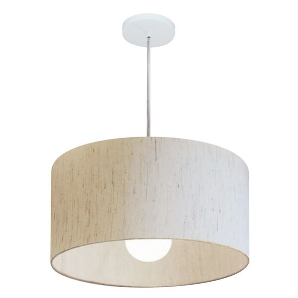 Lustre Pendente Cilíndrico Md-4203 Cúpula Em Tecido 45x21cm L