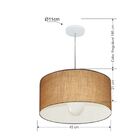 Lustre Pendente Cilíndrico Md-4203 Cúpula Em Tecido 45x21cm P